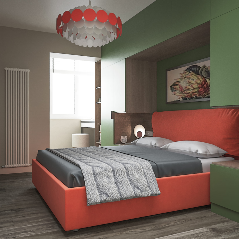 Спальня яркая современная