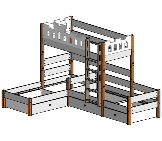 Двухярусная угловая кровать