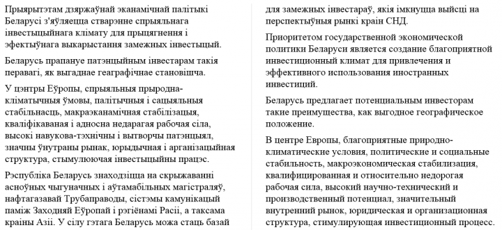 Перевод с Белорусского на Русский