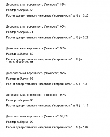 Доверительная вероятность (расчеты)