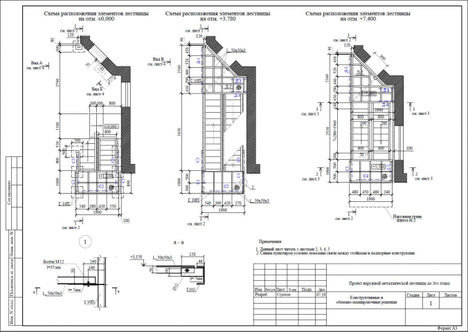 Проект наружной металлической лестницы