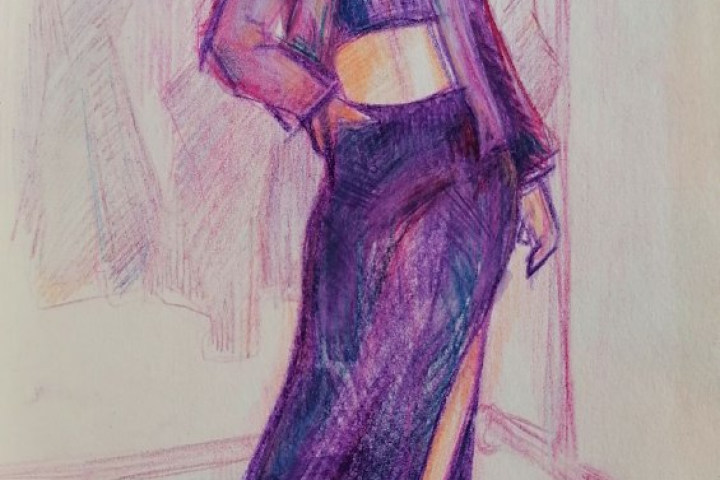 Цветной набросок девушки