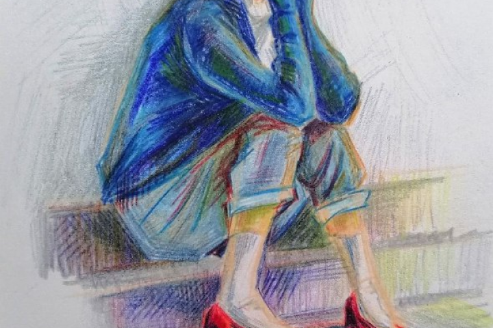 Цветной набросок девушки