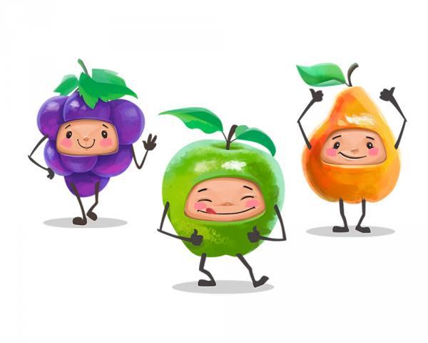 Персонажи для линейки детских фруктовых соков