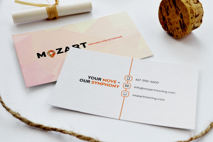 Визитка для службы доставки «Mozart»