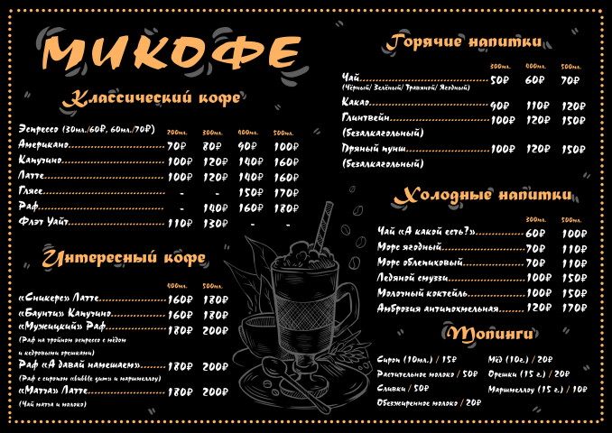 Кофейная карта для "Микофе"