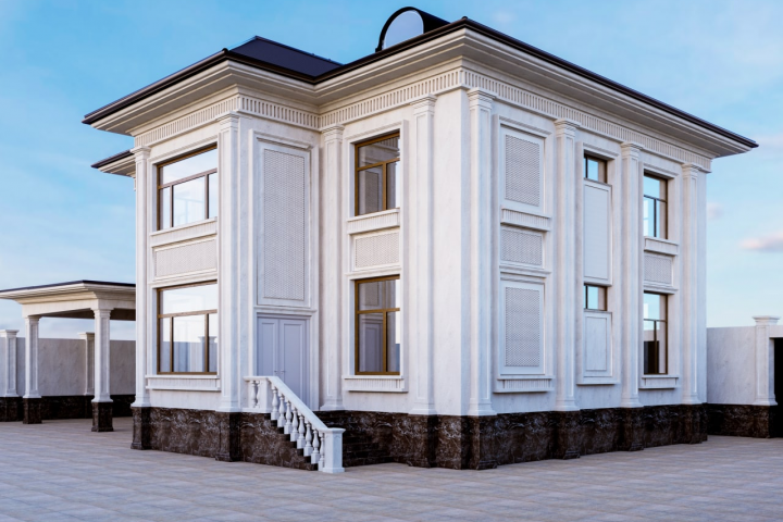 Фасад дома в стиле неоклассика