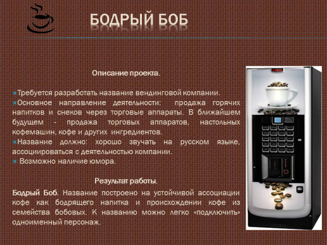 Название вендинговой компании (победа в конкурсе).