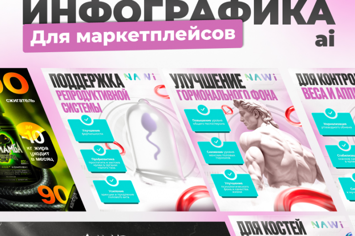 Инфографика для маркетплейсов. Витамины и бады