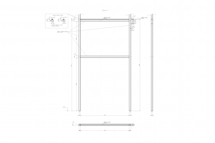 Каркас из квадратного профиля и уголков для установки в проем