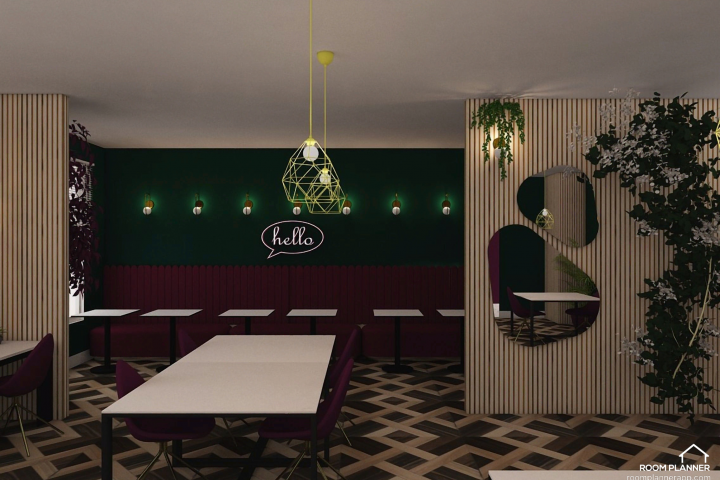 Визуализация интерьера - кафе в новом ЖК.