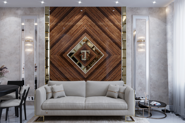Деревянная панель в интерьере