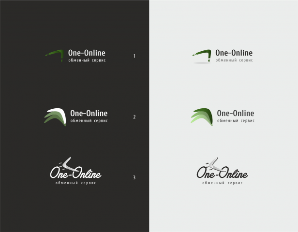 Варианты лого для сервиса обмены криптовалюты "One-Online"