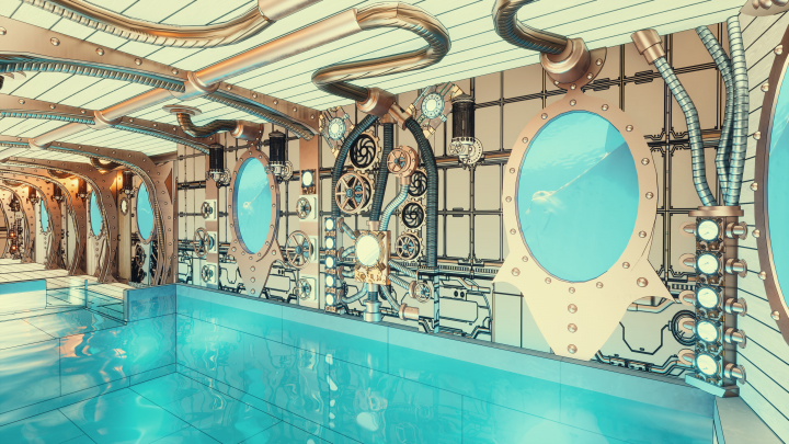 Интерьер оздоровительного комплекса в стиле Наутилус
