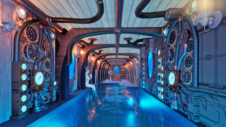 Интерьер оздоровительного комплекса в стиле Наутилус