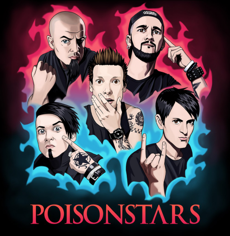 группа Poisonstars на заказ в мультяшном стиле