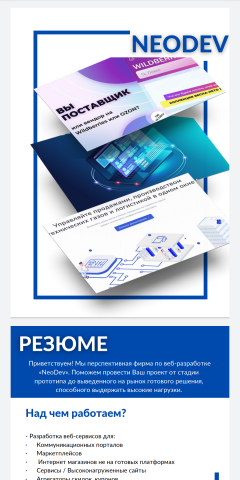 Разработка продающего резюме для IT-фирмы NeoDev