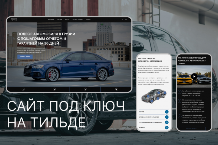 Сайт на Тильде. Подбор автомобиля в Грузии