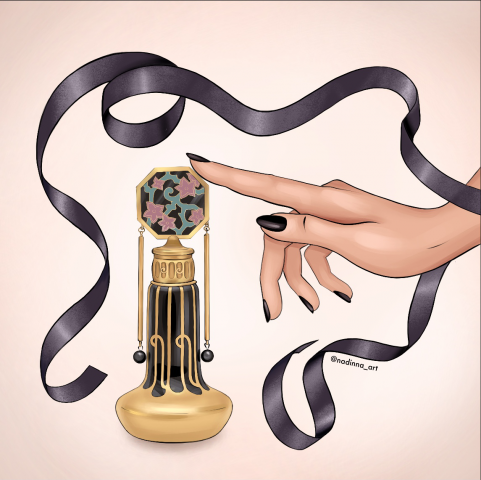 Иллюстрация - винтажный флакон духов.