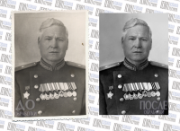 Простой вариант реставрации ч/б фото (герой в молодости)