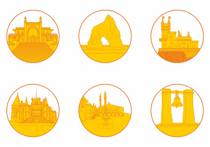 набор иконок "достопримечательности Крыма"