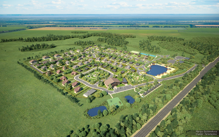 Визуализация поселка, фотомонтаж
