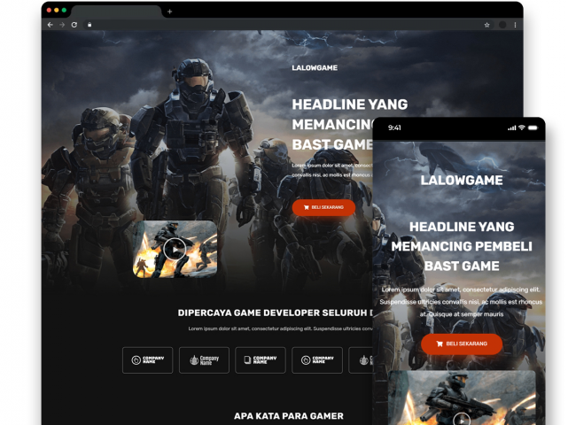 Тема Landing Page для игры