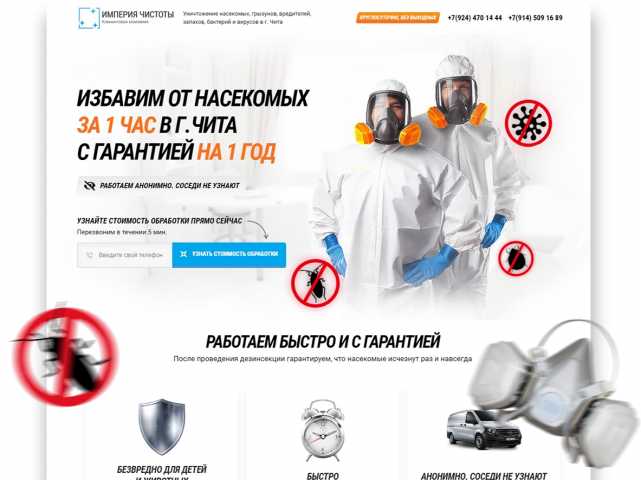 Лендинг по дезинфекции г. Чита