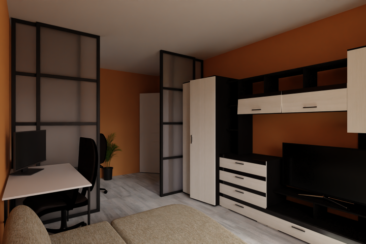 Дизайн однокомнатной квартиры с перегородкой.