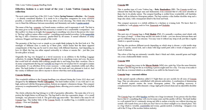 Статья на англ. яз., тема - люксовые сумки