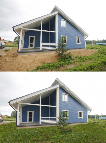 Добавление травы на фото и чистка участка от мусора