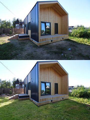 Добавление травы на фото и чистка участка от мусора