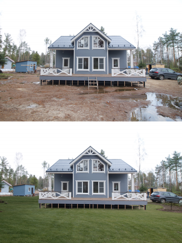 Добавление травы на фото и чистка участка от мусора