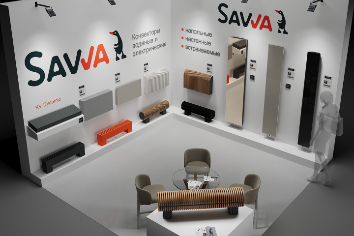 Выставочный стенд напольных и настенных радиаторов