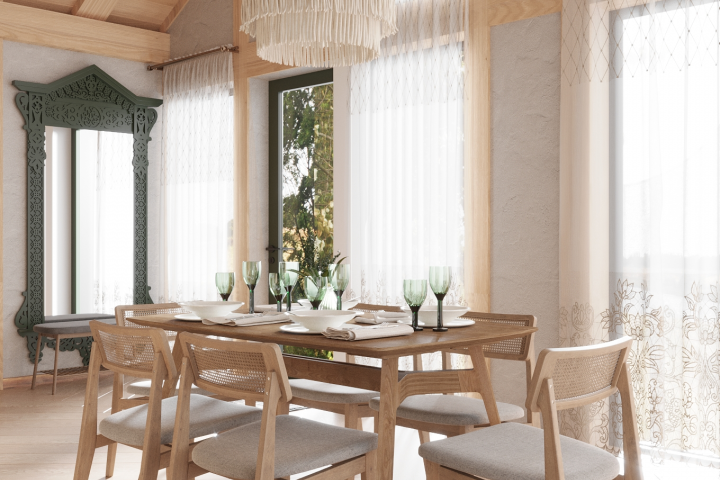 Кухня-гостиная в загородном доме