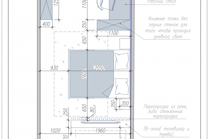 Планировка клмнаты-19м2