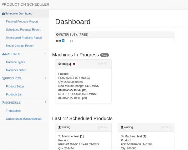 Планировщик для запуска машин в производство