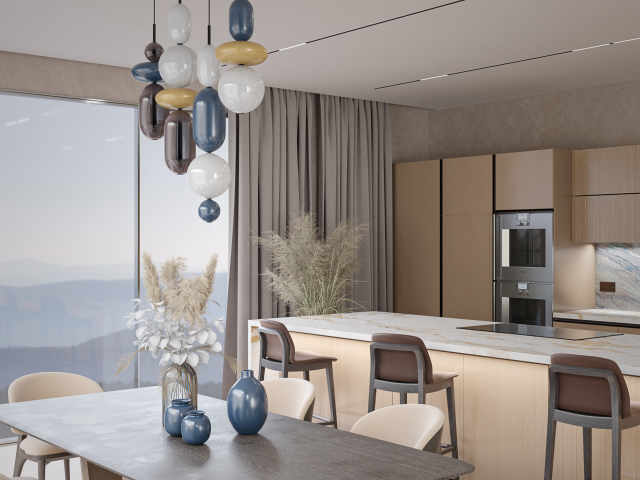 Кухня/столовая в загородном доме