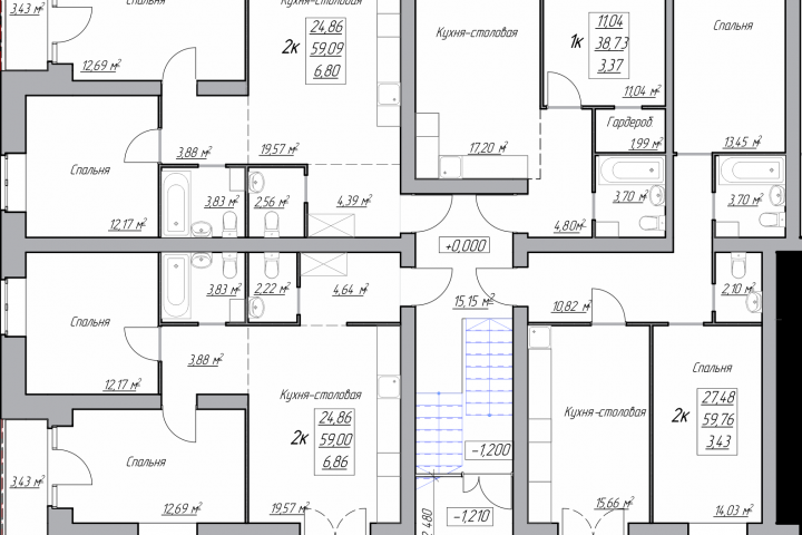 Планы квартир с расстановкой сантехники
