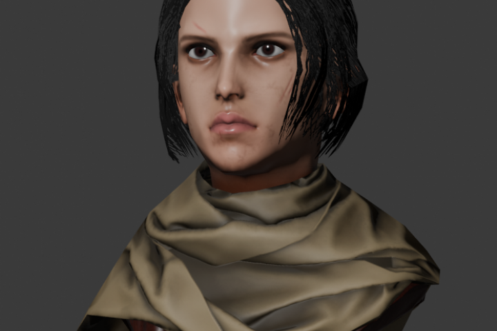 Бюст женщины в шарфе