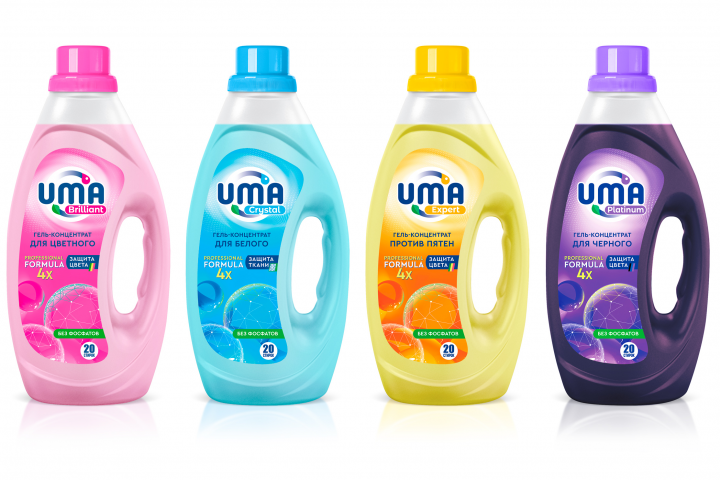 Дизайн упаковки гелей для стирки "UMA"
