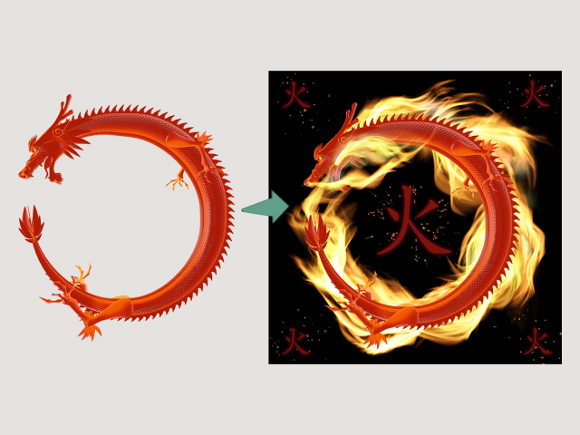 Добавление огня к дракону