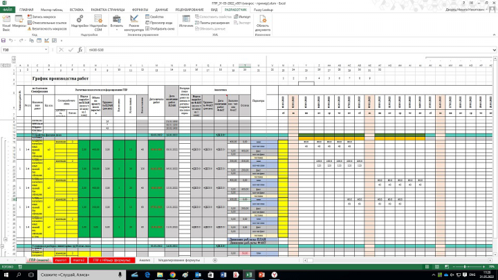Автоматизация графика производства работ