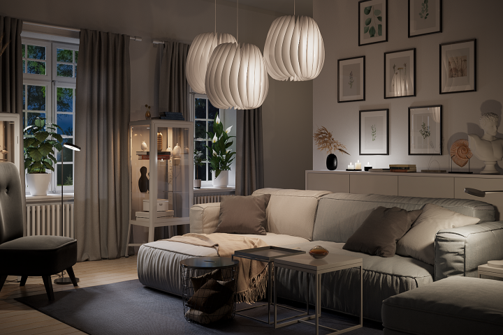 Визуализация гостиной (ночной вариант)