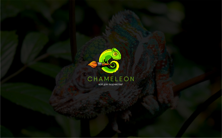 логотип для магазина с товарами для творчества Chameleon