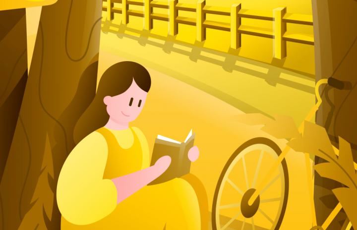 иллюстрация в стиле flat (девушка с книгой)