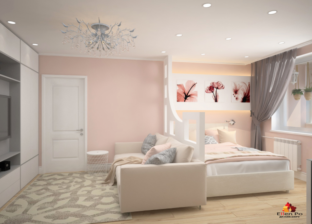 Дизайн комнаты цвета пудры