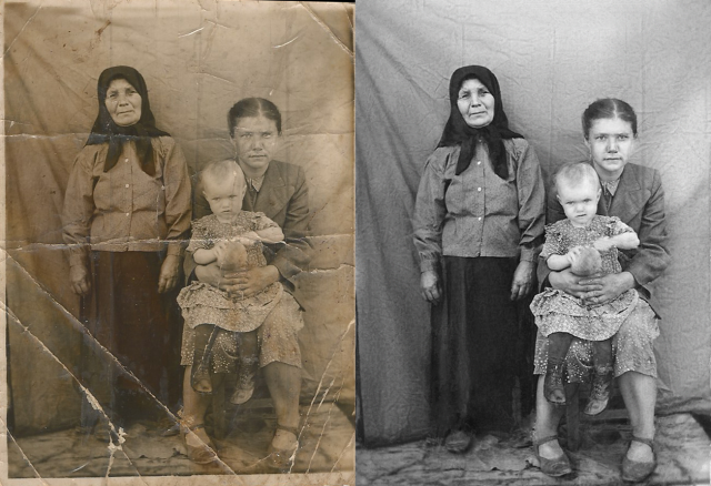 Реставрация старой фотографии ч/б