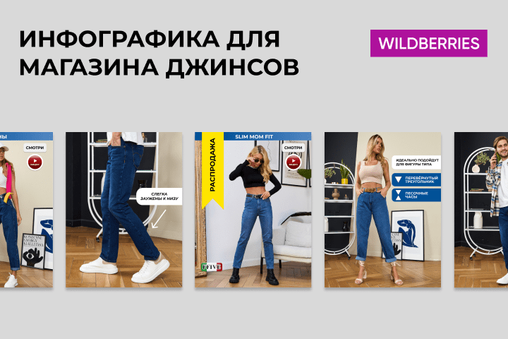 Карточки джинсов для Wildberries
