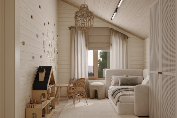 Детская комната в частном доме из бруса